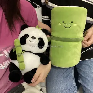 new cute panda in bamboo small plush panda toy custom stuffed soft material