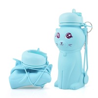 Mode Flexible dessin animé bouteille d'eau enfants créatif Portable Silicone tasse d'eau Sports de plein air bouilloire pour voyage Tour