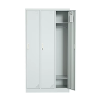Casier de rangement métallique moderne à 3 portes, étanche, avec serrure à clé, structure démontable, pour salle de sport/club/centre d'entraînement