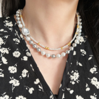 Collier de perles Nature d'eau douce à la mode pour femmes filles mode bijoux fins avec perles perlées chaînes ras du cou pour cadeaux de mariage