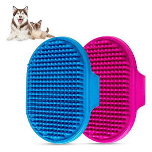 Spazzola Regolabile con Manico ad Anello per Massaggio e Pulizia di Cani e Gatti, Rimozione Peli, per Bagno e <span class=keywords><strong>Shampoo</strong></span> - Product Image 1