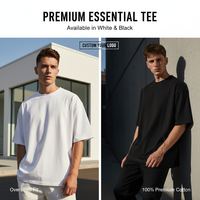 Kaos T-Shirt Katun Murni 260g Berat, Warna Solid, Kerah O, Bahu Jatuh, Model Pasangan, Multi-Warna, Kasual, Longgar, Lengan Pendek, Menyerap Keringat