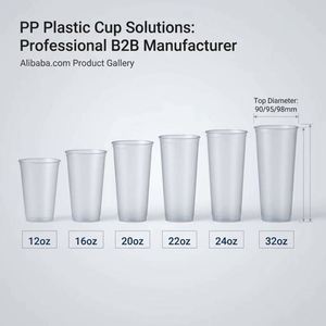 Gobelets en plastique PP jetables recyclables avec logo personnalisé, couleurs variées, diamètre 90 mm, avec couvercles pour jus et thé au lait - Product Image 3