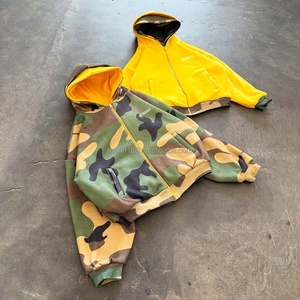 Custom Camouflage <b>Zip</b> <b>up</b> <b>Jackets</b> Design Double Layers Outside French Terry Hoodies High Quality Reversible Hoodie for Men - Product Image 1