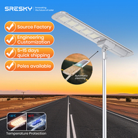 Lampe solaire intégrée SRESKY 60w 80w 100w avec panneau solaire auto-nettoyant