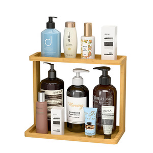 Estante de almacenamiento de madera de doble capa, rectangular, de 2 niveles, independiente, organizador de cosméticos para baño, para artículos de cuidado personal - Product Image 5