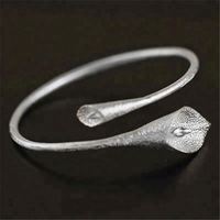 Lotus Fun fait à la main fleur conception 925 argent manchette bracelet bijoux fins pour les femmes
