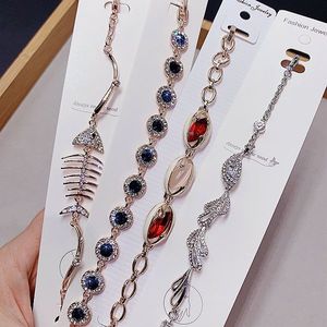 Korean Fashion Zircon Inlaid Pull Bracelet <b>Real</b> Gold Plating Fashion <b>Crystal</b> Heart Flower Charm Rhinestone Bracelet Mixed - Product Image 5