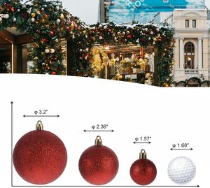 Prix de gros Fourniture en stock Rouge Rose Or Ruban Bleu Couleur Décoration de Sapin de Noël Ensemble de boules en plastique - Product Image 5