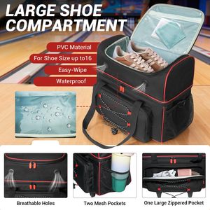 Bolsa de Almacenamiento para Bolas de Boliche con Ruedas Dobles y Compartimento Independiente para Zapatos - Product Image 3