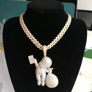 <span class=keywords><strong>Collana</strong></span> da <span class=keywords><strong>Uomo</strong></span> di Alta Qualità con Ciondolo a Forma di Borsa Portasoldi in Ottone Dorato con <span class=keywords><strong>Pietre</strong></span> CZ, Gioiello Hip Hop Bling Bling Iced Out - Product Image 5