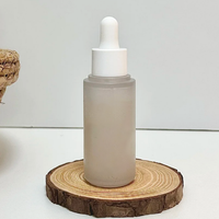 Flacon compte-gouttes en verre transparent givré de qualité supérieure avec bouchon pour sérum facial et emballage de soins de la peau de luxe (10 ml/30 ml/50 ml)