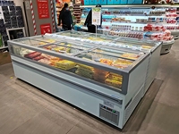 Congélateur îlot à économie d'énergie avec compresseur Embraco et fenêtre panoramique, congélateur commercial pour viande congelée et crème glacée