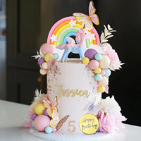 47 pièces décoration de gâteau arc-en-ciel avec boules de papillons arc-en-ciel décorations de gâteau d'anniversaire joyeux pour la fête