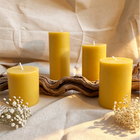 Bougie cylindrique en cire d'abeille naturelle semi-artisanale, style européen, sans fumée, pour l'aménagement des églises et des salles de culte bouddhistes