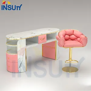 Insun tırnak salonu mobilyası manikür Spa manikür masası sandalye ile dikdörtgen çalışma tırnak masaları