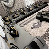 Ensemble Jalsa arabe banc carré en bois canapé avec revêtement en tissu design modulaire pour cafés et écoles