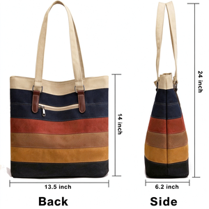 Bolsa de Lona Personalizada para Mujer, Bolso Multicolor con Compartimento Interior, Bolsillos con Cremallera, Anti-Robo, Portátil, para Viajes en Todas las Estaciones - Product Image 5