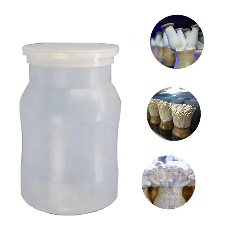1100ML再利用可能なPPプラスチックキングオイスター/エノキ/シメジマッシュルーム栽培ボトル、フィルターキャップ付き