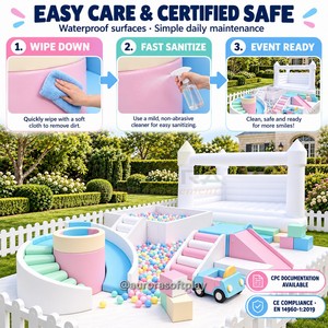 Ensemble d'équipements de jeux souples commerciaux pour enfants, blanc pastel, pour intérieur et extérieur, petite aire de jeux pour enfants avec fosse à balles - Product Image 2