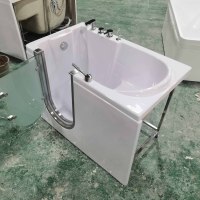 Baignoire autoportante rectangulaire en acrylique avec hydromassage à air, chauffée, pour personnes âgées/handicapées, capacité 60 gallons+, avec douchette manuelle