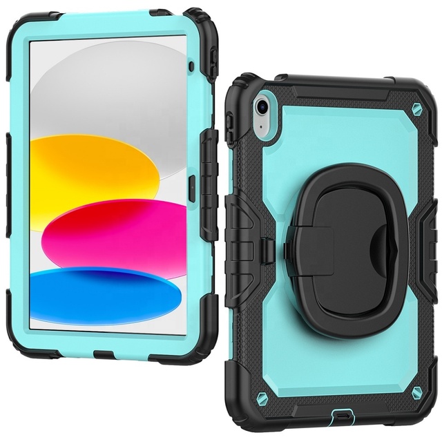 Heavy Duty Shockproof Cover with 360° Rotating and 180° Folding Stand For iPad (A16) 11th/10th Generation
