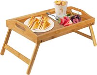 Table basse moderne, seau de lit, pieds pliants, poignées, service de nourriture pour le petit-déjeuner, bois de bambou peint en noir, écologique, salon