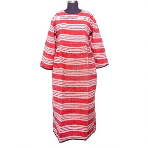 Robe longue décontractée en coton Kantha, style rayé vintage, nouvelle arrivée, patchwork indien bohème, écologique, robe maxi douce pour femmes - Product Image 1