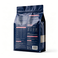 Sachet d'emballage alimentaire personnalisé imprimé pour animaux de compagnie, refermable, à fond plat, avec fermeture éclair, pour nourriture pour chats et chiens, en BOPP/Aluminium/PE mat