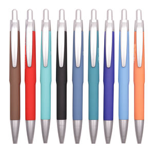 Stylo à bille en plastique recouvert de caoutchouc rétractable exquis, stylo à bille de qualité supérieure, pas cher, avec logo personnalisé - Product Image 2