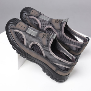 Zuecos de malla de verano para hombre, zapatos informales transpirables sin cordones para conducir al aire libre, negro, gris, marrón, talla 40, 41, 42, 43, 44, 45 - Product Image 3