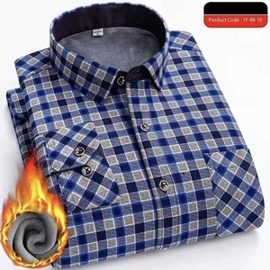 Calde camicie da <span class=keywords><strong>uomo</strong></span> a maniche lunghe a quadri con pile, <span class=keywords><strong>abbigliamento</strong></span> da <span class=keywords><strong>uomo</strong></span> Plus-size per l'autunno e l'inverno. - Product Image 4