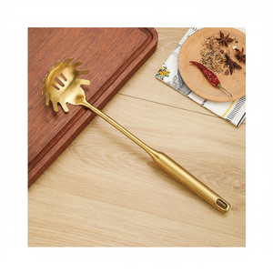 ช้อนตักทองเหลืองด้ามยาวทรงพาสต้าช้อนตักซุปช้อนตักชาอุปกรณ์ตักน้ำตาล - Product Image 1