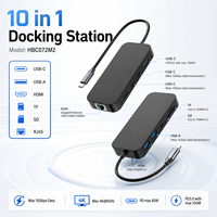 Hub USB C 10 en 1, 10 Gbps, Video Dual 4K 60 Hz HDMI, Gigabit Ethernet RJ45, 100 W PD, SD, TF 3.0, Tipo C, Estación de Acoplamiento Multipuerto