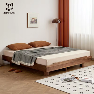 <span class=keywords><strong>Lit</strong></span> Double nordique moderne de 1.8m tout <span class=keywords><strong>en</strong></span> bois massif Internet célébrité flottant Style Tatami <span class=keywords><strong>lit</strong></span> doux finition noyer noir sans tête de <span class=keywords><strong>lit</strong></span> - Product Image 1