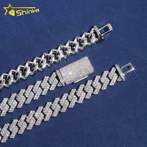 משלוח מהיר שרשרת 12 מ "מ 925 סטרלינג זהב מצופה היפ הופ vvvs d צבע moissanite - Product Image 6