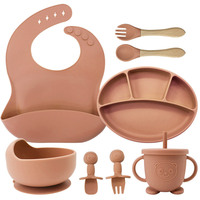 Meilleures ventes : Ensemble de sevrage pour bébé en silicone sans BPA, comprenant un bol anti-déversement et une assiette en silicone à motif animal, vaisselle pour enfants et tout-petits