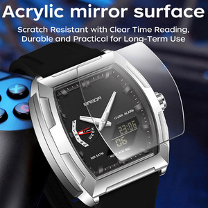 SANDA 6339 Montre unique de forme tonneau à grand cadran, montre-bracelet électronique de sport multifonctionnelle étanche avec heure mondiale - Product Image 4