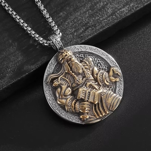 Collane con Ciondolo in Acciaio Inossidabile Impermeabile e Antiossidante, Stile Hip Hop Vichingo Re Odino, Gioielli alla Moda per Uomo - Product Image 4