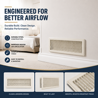 BaoYun FL 0414 PCP Grille de ventilation murale rectangulaire blanche durable 4x14 pouces pour la ventilation d'air de retour