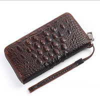 Dompet Pria Resleting Panjang Tas Tangan Kulit Asli Motif Buaya Anti Maling Tas Clutch Bisnis Kecil Katun Perak Grosir