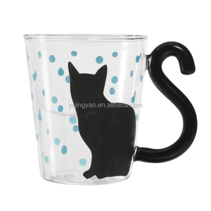 Personalizado bonito gato chá copo Natal férias água vidro copo camping vidro leite copo com suporte - Product Image 4