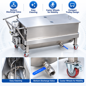 Mélangeur horizontal à un seul arbre de 500 litres, équipement de mélange de 1000 L, mélangeur à ruban en acier inoxydable 304 - Product Image 2