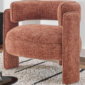 Modern Living Room <strong>Conservatory</strong> Light Grey Upholstered Chair Rubber Armrests Padded Armchair Accent Chairs - Product Image 1