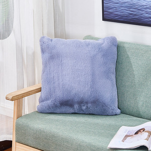 Housse de coussin carrée moderne minimaliste en fausse fourrure couleur unie 45x45cm lavable en machine pour la décoration intérieure - Product Image 3