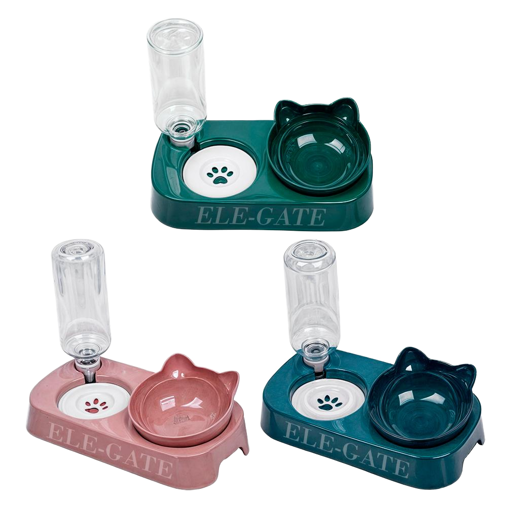 Automatic Double Pet Feeder with Water Bottle | 2-in-1 Dog Cat Bowl | YW-YF-1127