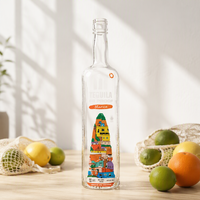Botol Kaca Vodka Gin Kosong Mewah Ukuran Tinggi 750ml dengan Cetak Offset, Finishing Extra Flint, dan Tutup Sekrup Ropp