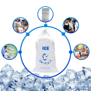 ถุงพลาสติกแบบใช้แล้วทิ้งเกรดอาหารสีน้ำเงินพิมพ์ลายแบบกำหนดเองใช้ซ้ำได้ขนาด8 10 35ปอนด์2กก. บรรจุภัณฑ์แบบเชือกสำหรับก้อนน้ำแข็งก้อน - Product Image 5