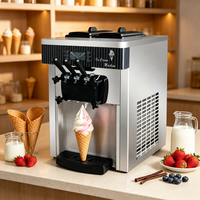 Machine à glace molle 3 saveurs, modèle de table en acier inoxydable, multifonctionnelle, compatible lait et eau