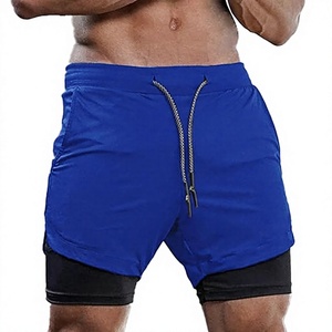 Custom Logo Men's Double <b>Layer</b> Blank Sports Athletic Workout Running Gym Shorts With Liner Breathable 2 In 1 Activewear Shorts - Product Image 1